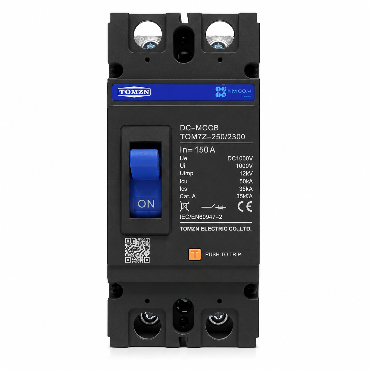 TOMZN 150A DC MCCB 2P Circuit Breaker DC1000V | TOM7Z-250/2300 Molded Case Circuit Breaker
