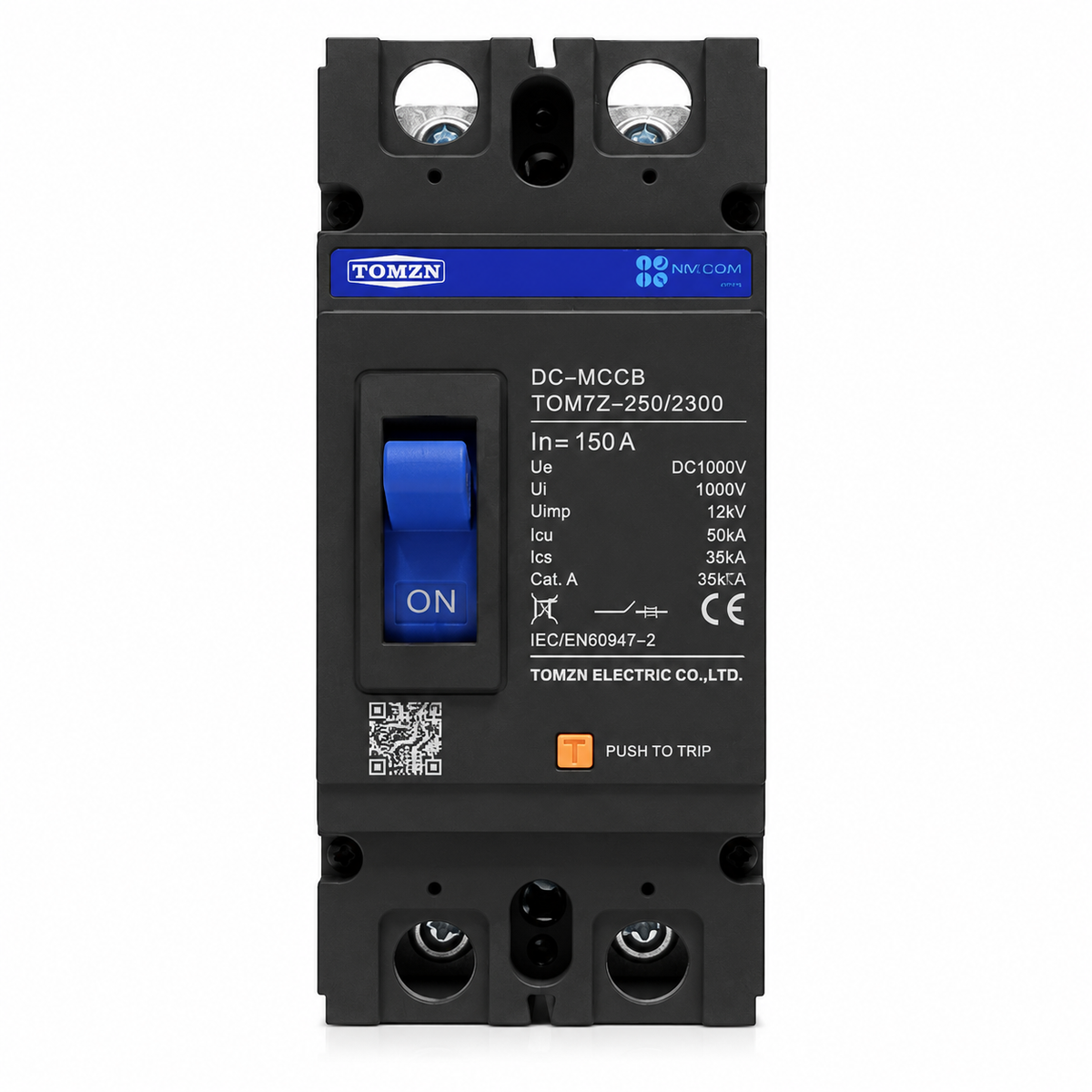 TOMZN 150A DC MCCB 2P Circuit Breaker DC1000V | TOM7Z-250/2300 Molded Case Circuit Breaker