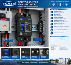 TOMZN TOM7Z-250/2300 150A 2P DC MCCB | 1000V