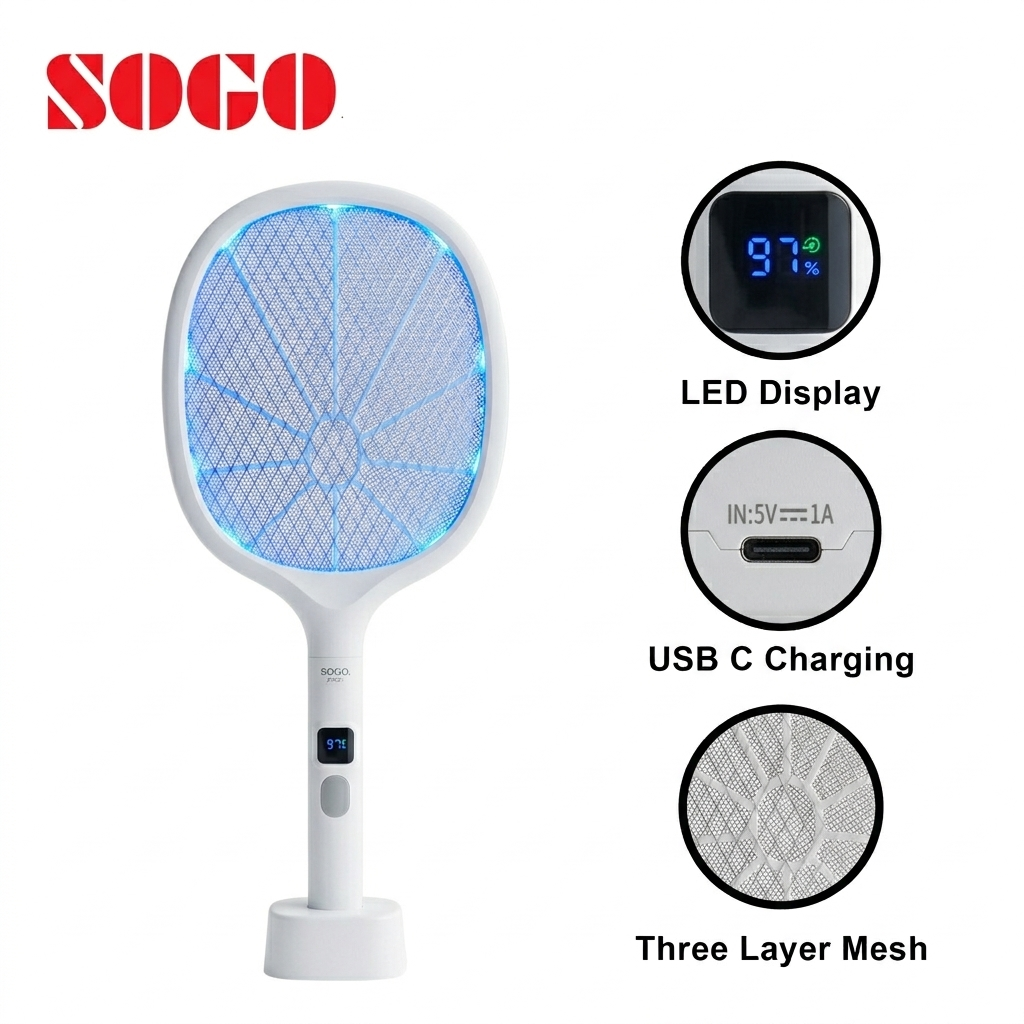 SOGO JPN-398 Rechargeable Mosquito Swatter or Mosquito Racket With LED Display